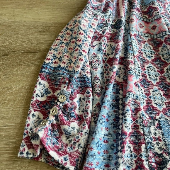 Allison Daley Artistic Dusty Blue and Pink Open Front Cardigan Sweater SZ L NWT - Picture 3 of 6